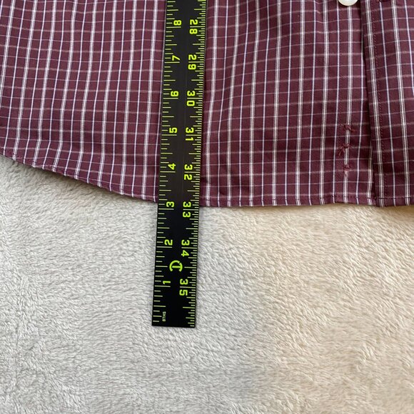 Duluth Trading Mens Shirt XL Wrinklefighter Burgundy & White Checkered Long-Slee - Picture 4 of 5